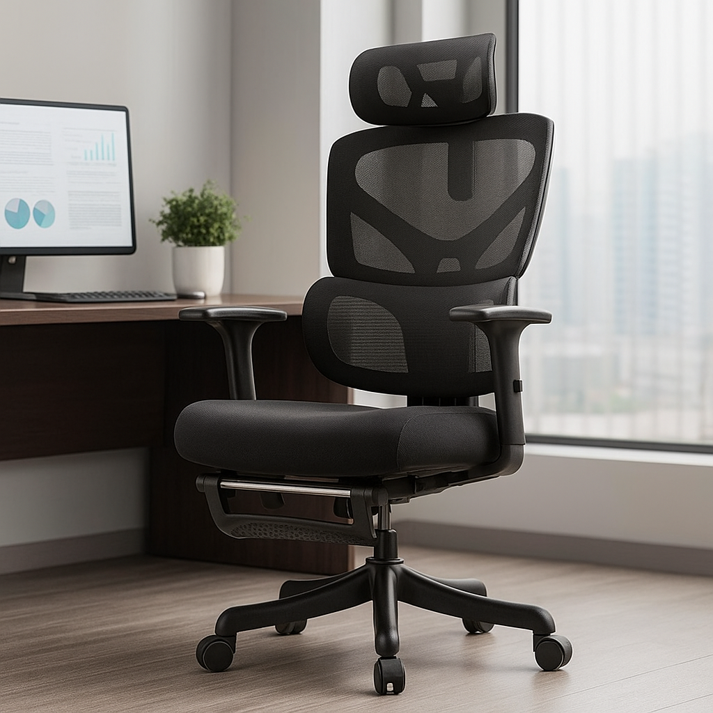 135° Reclining Ergonomic Office Chair with Retractable Footrest